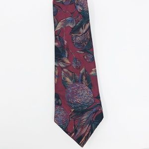 Mens Norseman Silk Maroon Floral Print Neck Tie